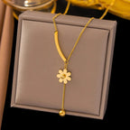 Elegant Long Flower Pendant Necklace