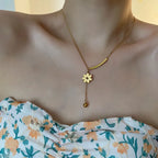 Elegant Long Flower Pendant Necklace