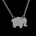 Origami Elephant Silver Necklace