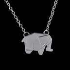 Origami Elephant Silver Necklace