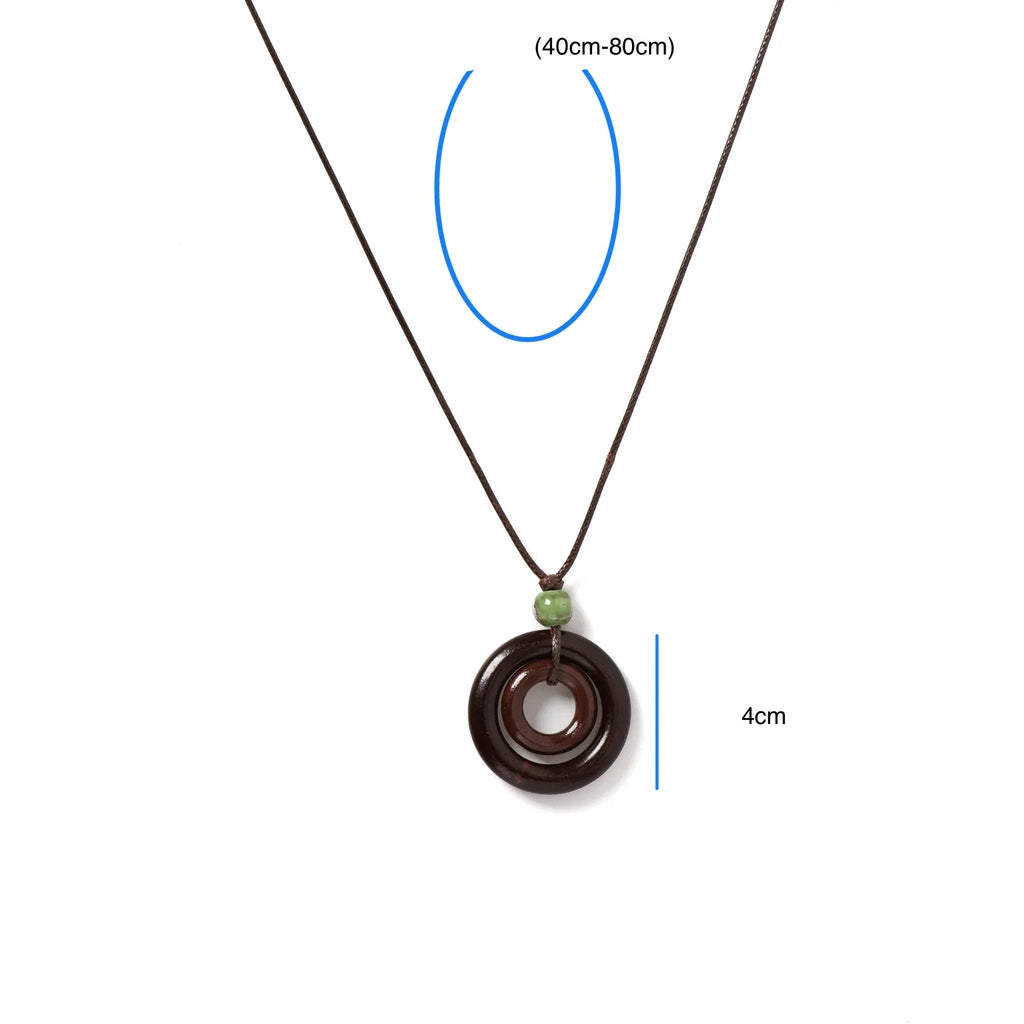 Rope Necklace with Round Pendant for Women