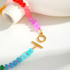 Collier avec pendentif arc-en-ciel et perles