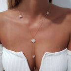 Collier en Y - chaîne de décolleté étoile pour femme argent