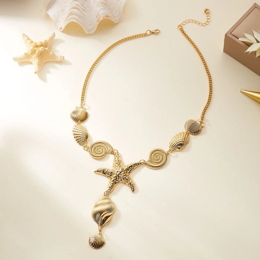 Collier en Y coquillage et étoile de mer