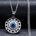 Necklace And Earrings With Blue Turkish Evil Eye Pendant necklace