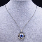 Necklace And Earrings With Blue Turkish Evil Eye Pendant necklace