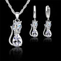 Cat Diamond Necklace and Earrings