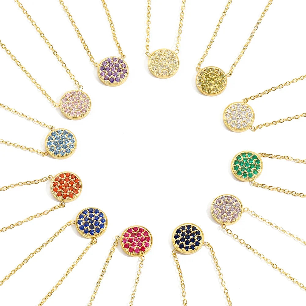 Collier et pendentif avec petite pierre de naissance ronde