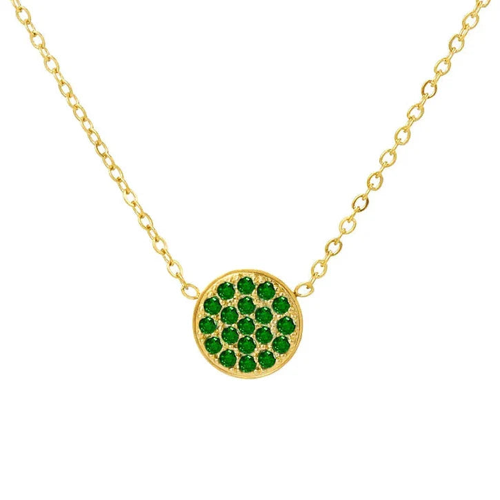 Collier et pendentif avec petite pierre de naissance ronde mai