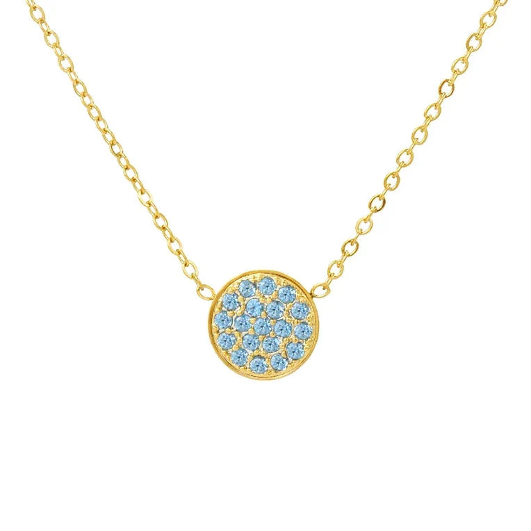 Collier et pendentif avec petite pierre de naissance ronde décembre