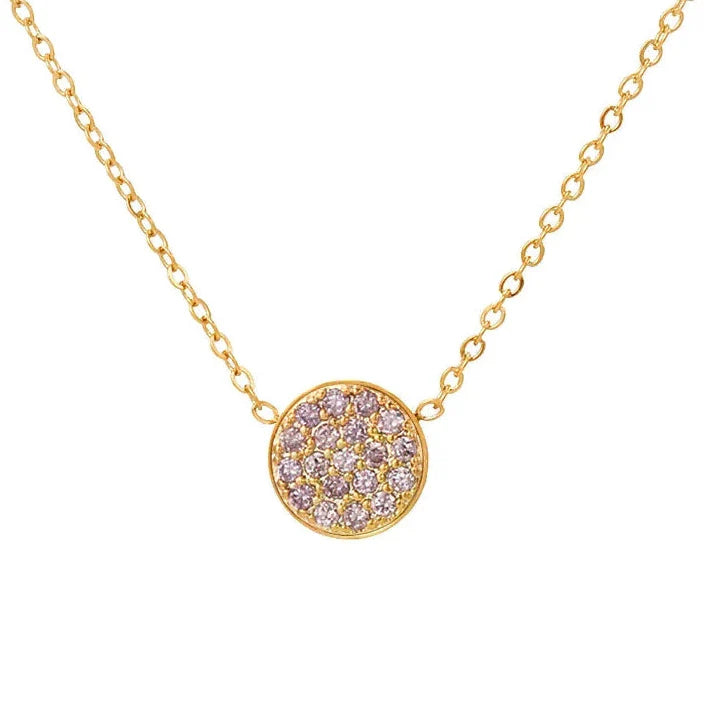 Collier et pendentif avec petite pierre de naissance ronde février