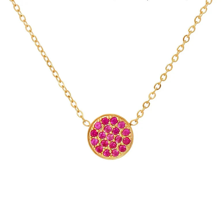 Collier et pendentif avec petite pierre de naissance ronde juillet
