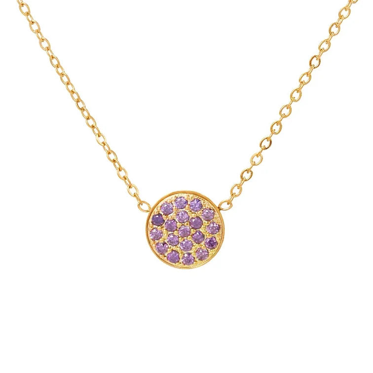 Collier et pendentif avec petite pierre de naissance ronde juin