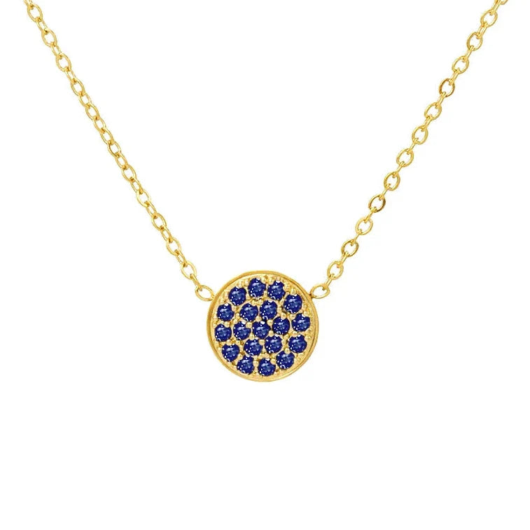 Collier et pendentif avec petite pierre de naissance ronde septembre