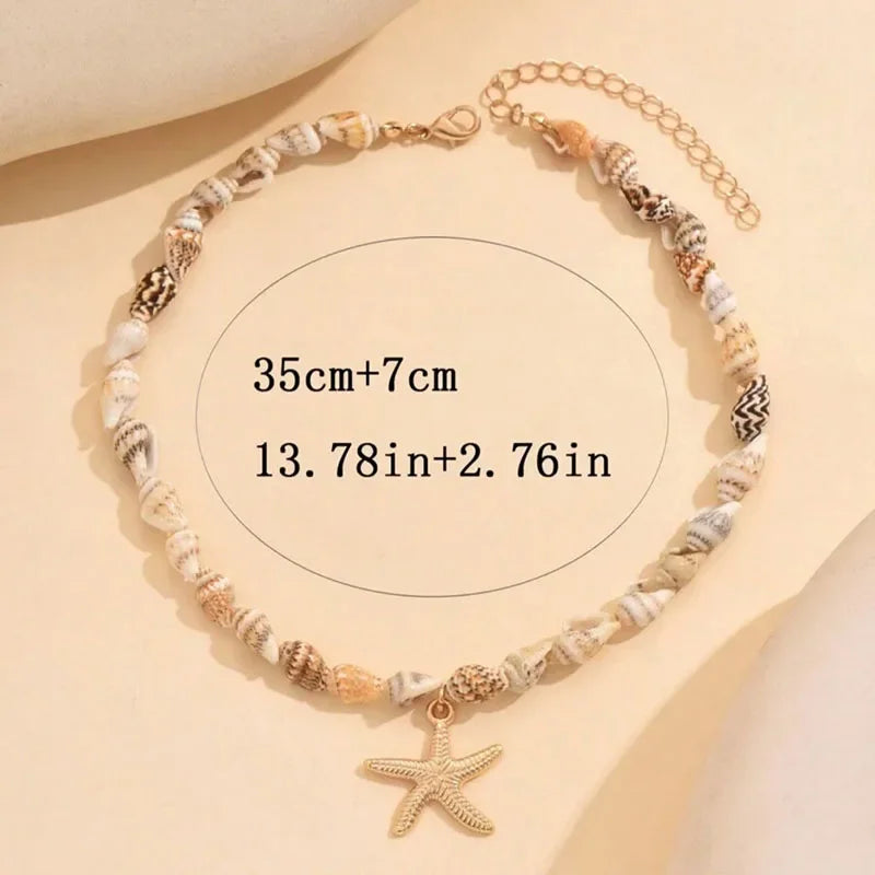 Collier et pendentif coquillage et étoile de mer