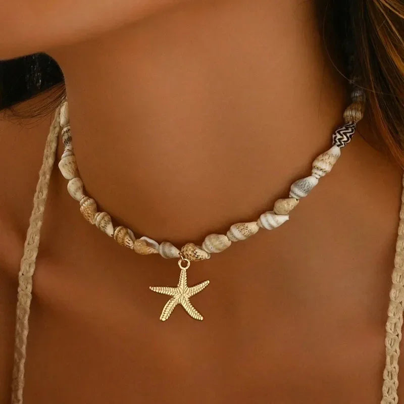 Collier et pendentif coquillage et étoile de mer
