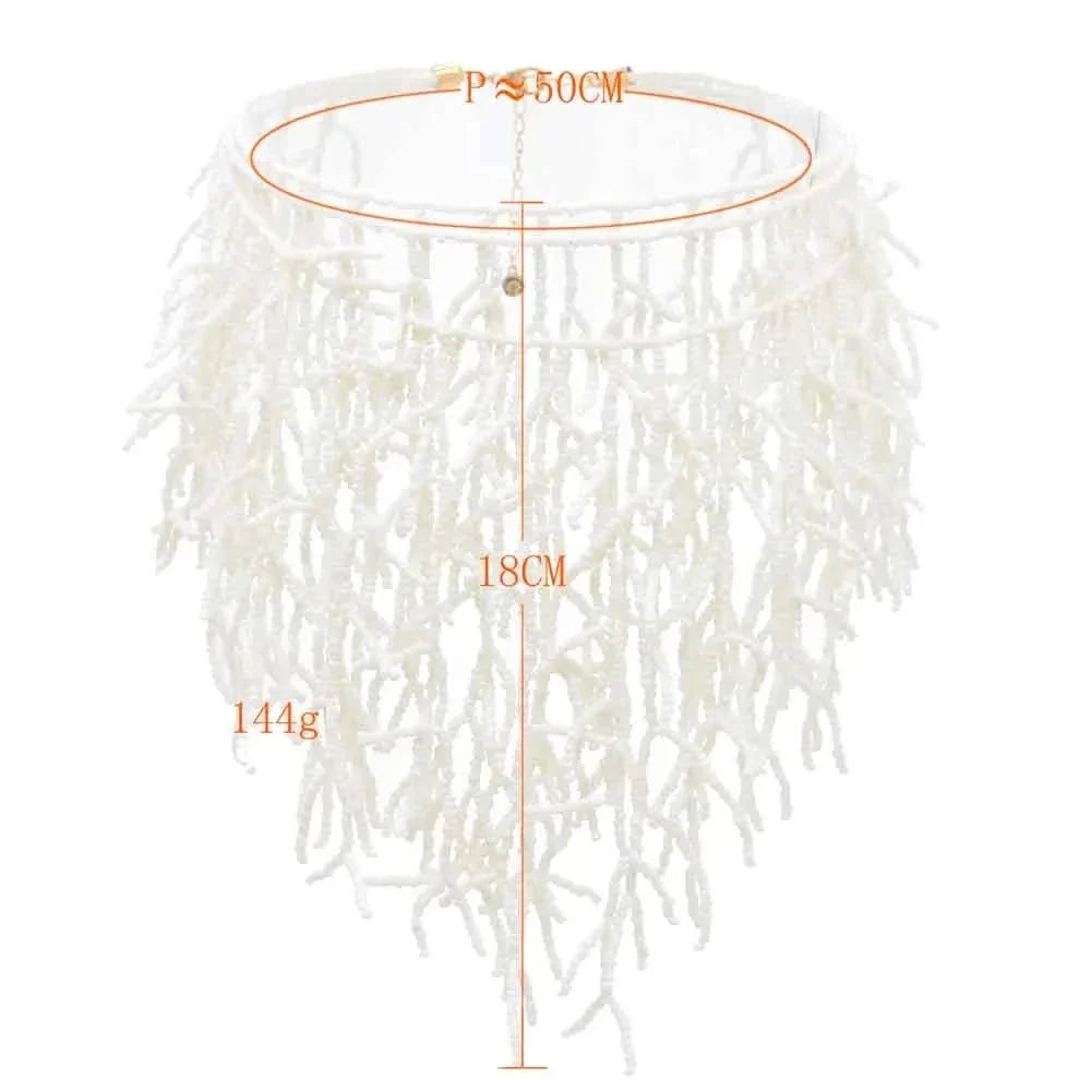 Collier et pendentif plastron corail blanc