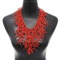 Collier et pendentif plastron corail  rouge