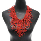 Collier et pendentif plastron corail  rouge
