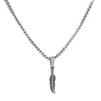 Collier et pendentif plume argenté