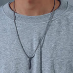 Collier et pendentif plume argenté