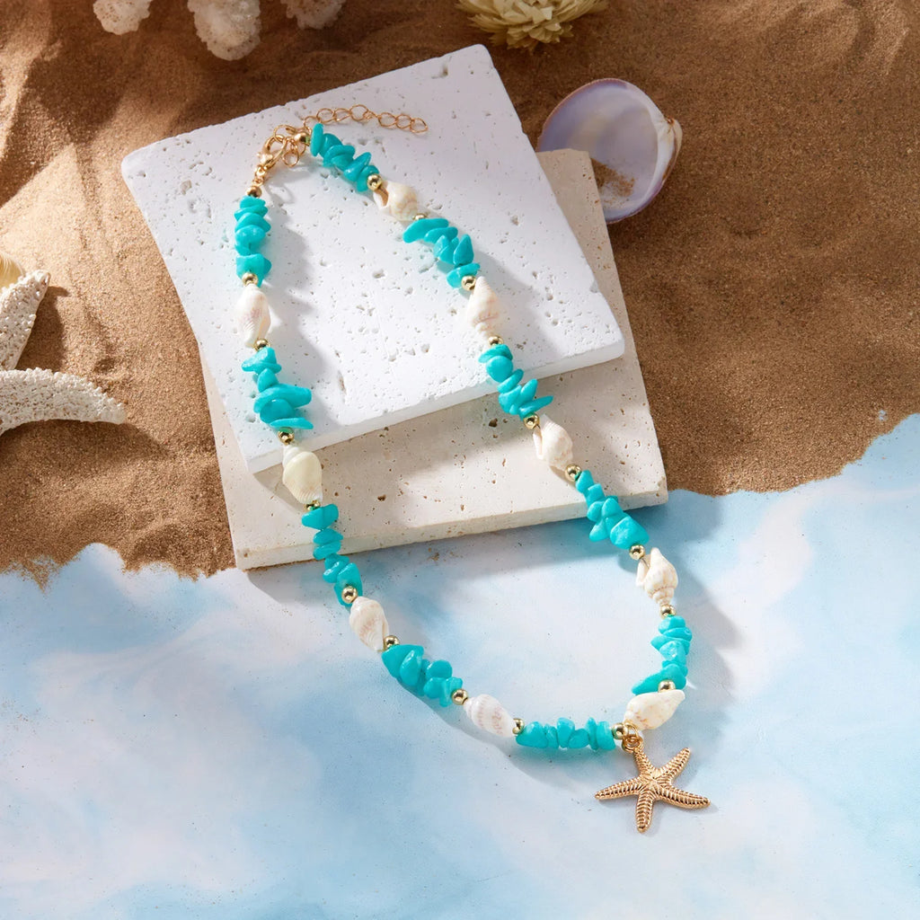 Collier et son pendentif coquillage pour femme turquoise