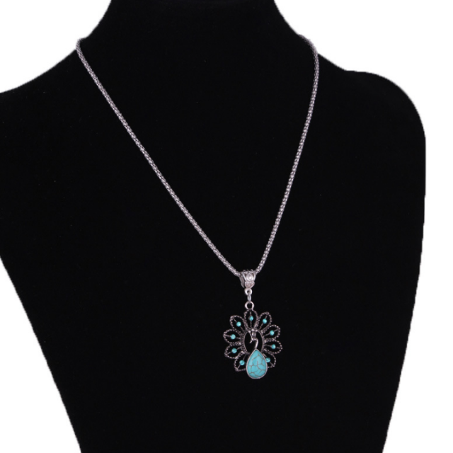 Ethnic Silver Turquoise Necklace