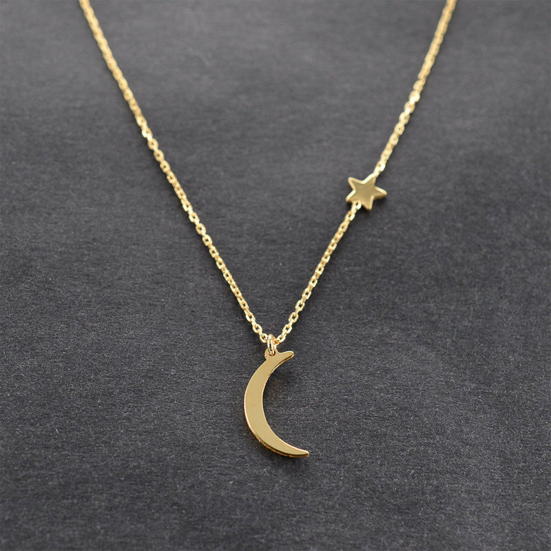 Star & Moon Gold Necklace