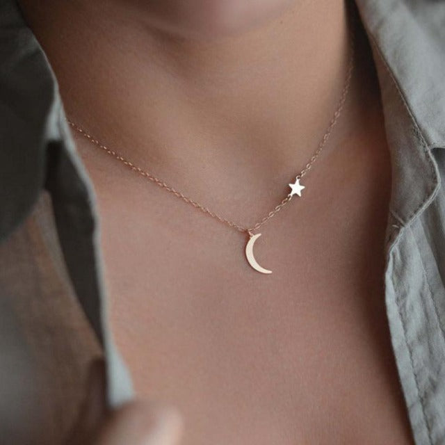 Star & Moon Gold Necklace