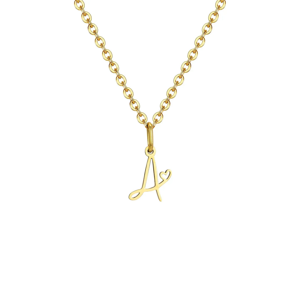 Collier femme avec pendentif initiale lettre et coeur a