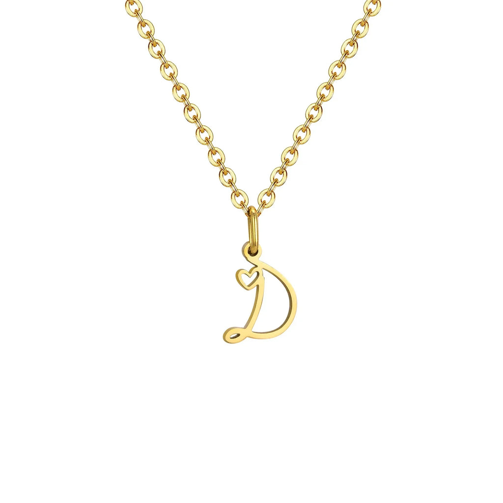 Collier femme avec pendentif initiale lettre et coeur d