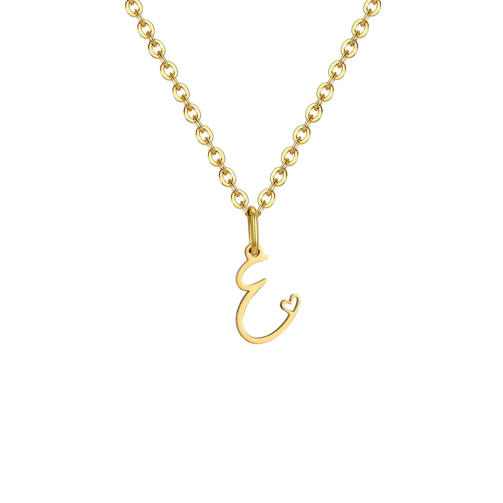 Collier femme avec pendentif initiale lettre et coeur