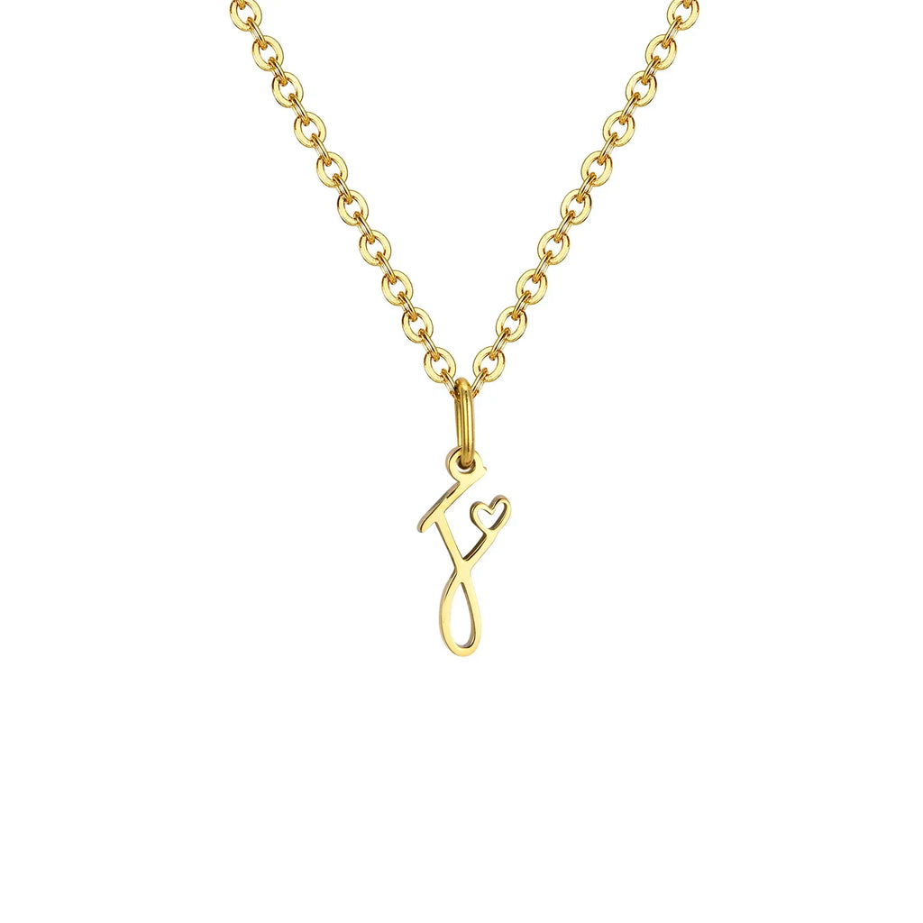 Collier femme avec pendentif initiale lettre et coeur f