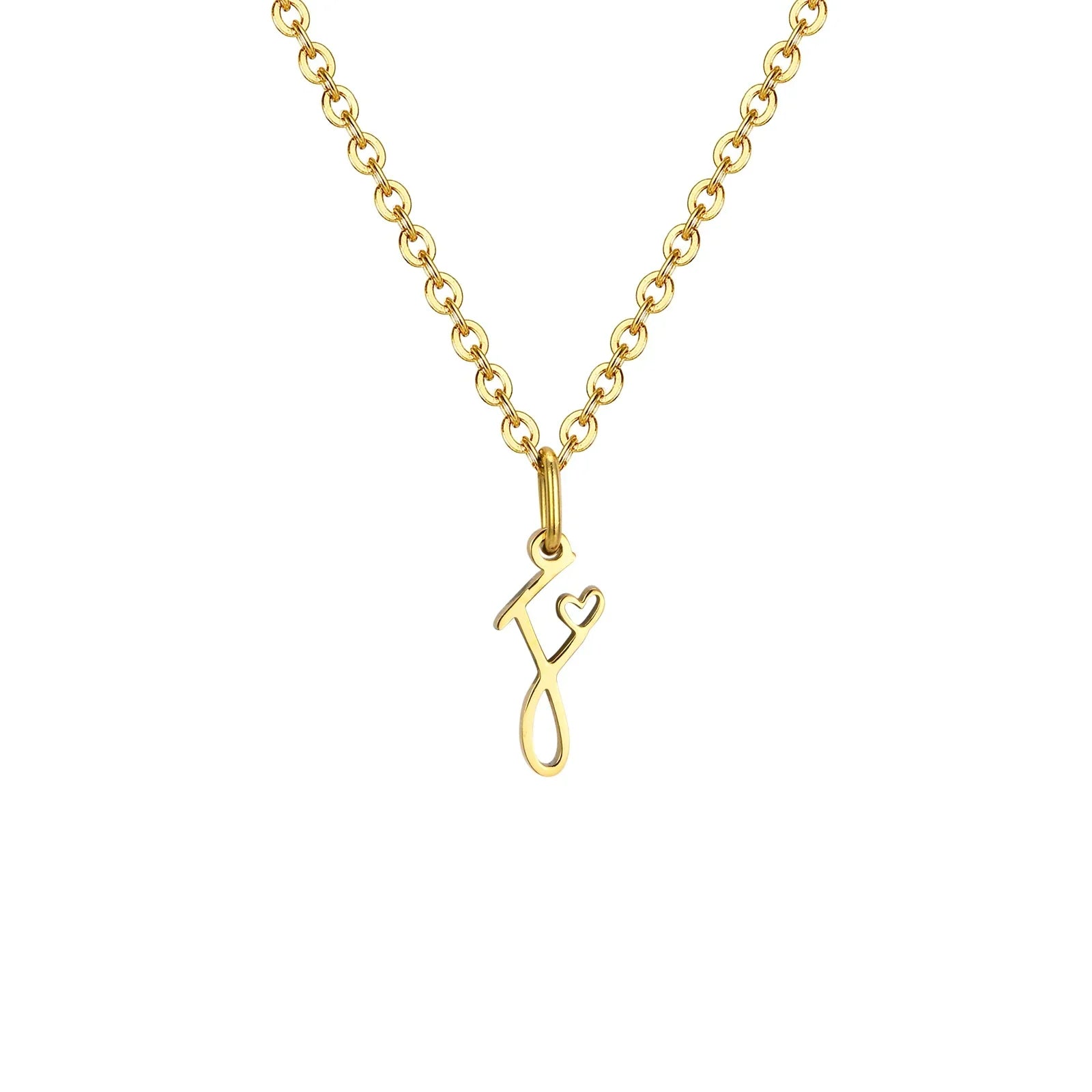 Collier femme avec pendentif initiale lettre et coeur f