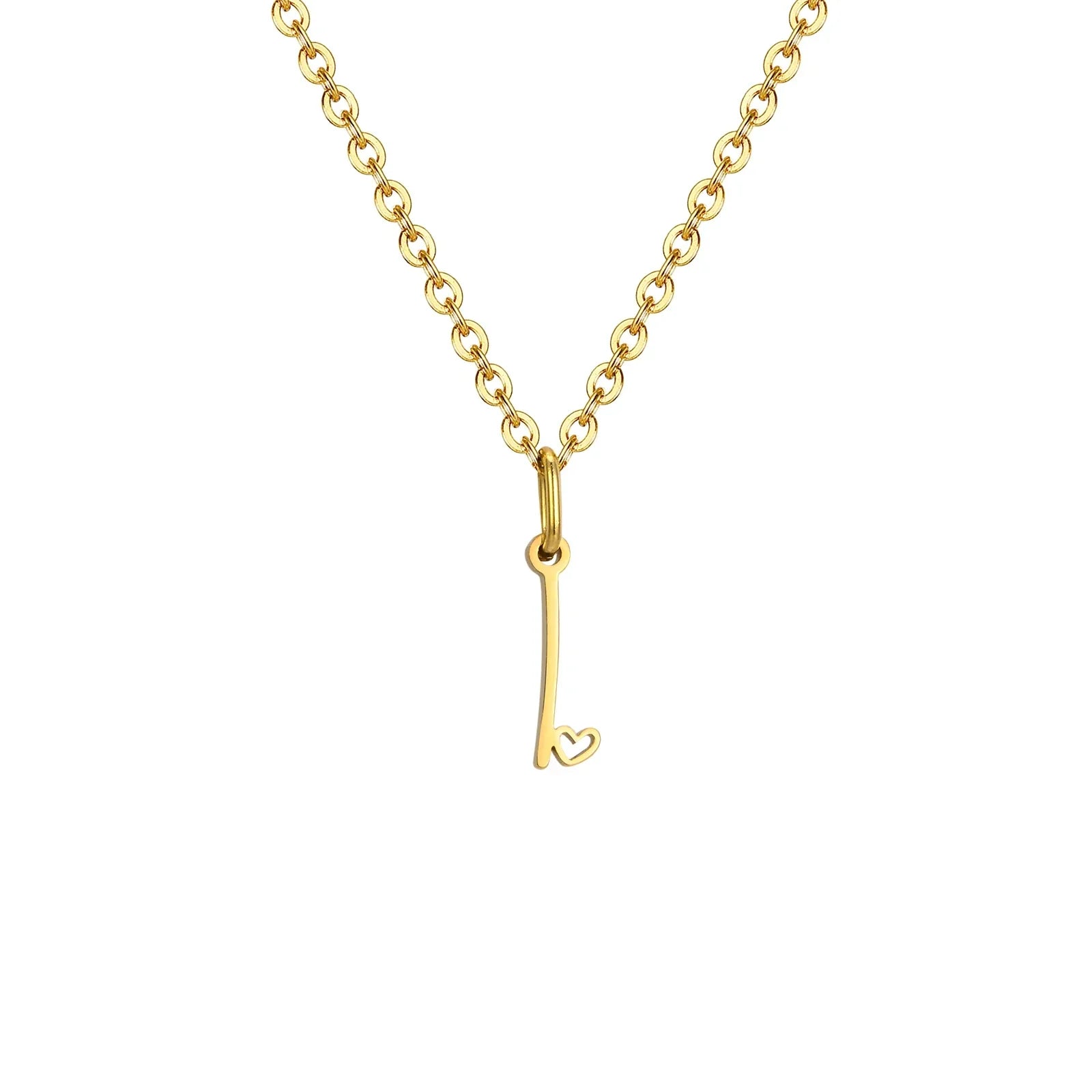 Collier femme avec pendentif initiale lettre et coeur i