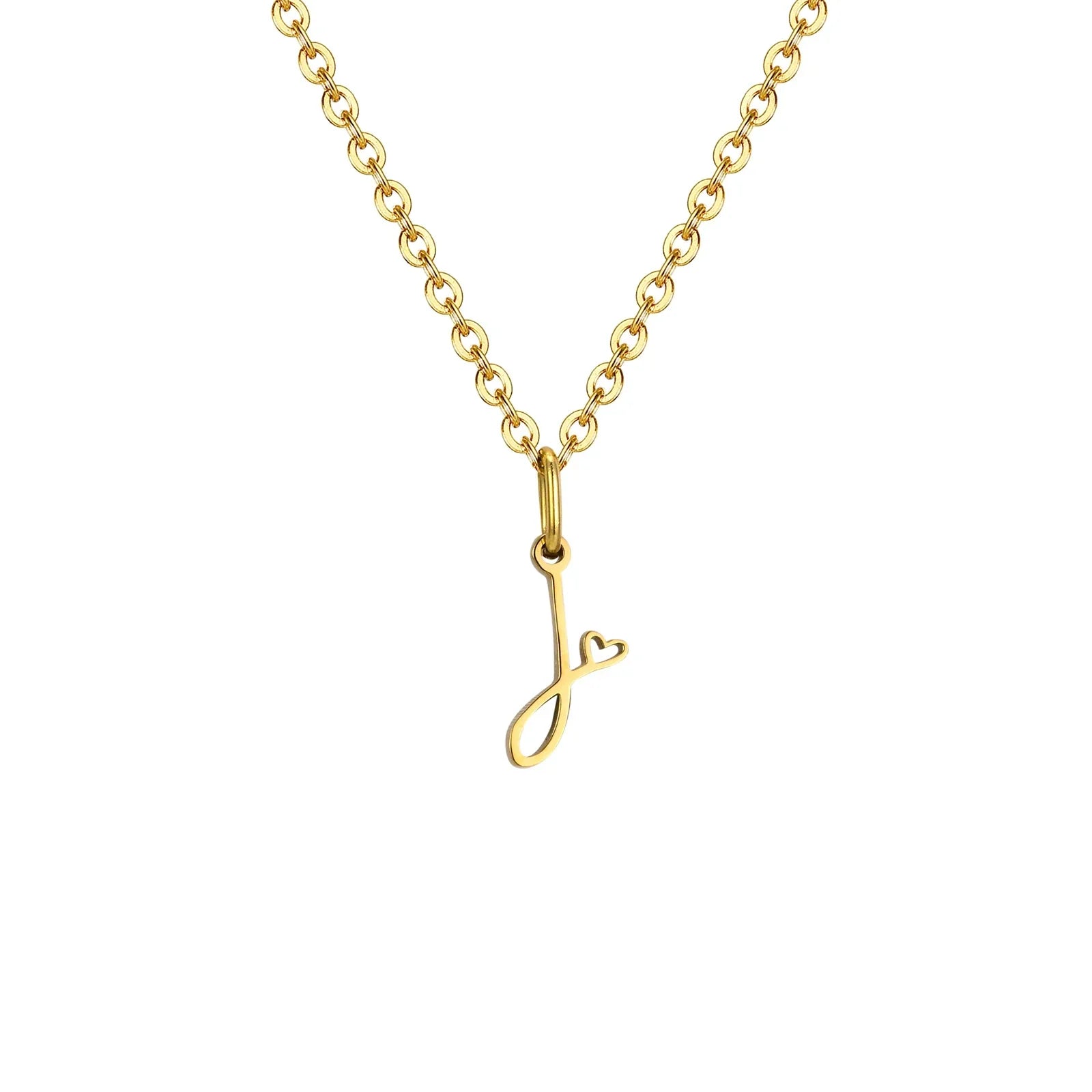 Collier femme avec pendentif initiale lettre et coeur j