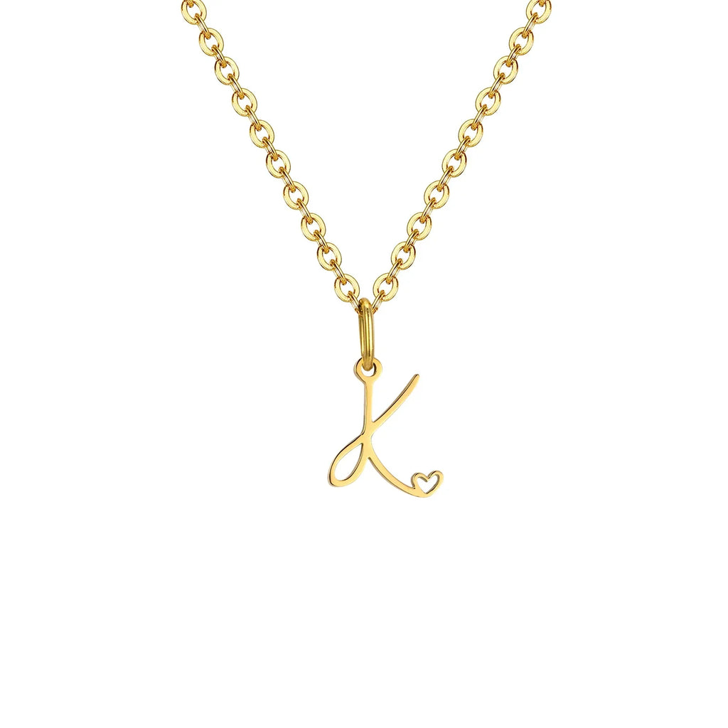 Collier femme avec pendentif initiale lettre et coeur k