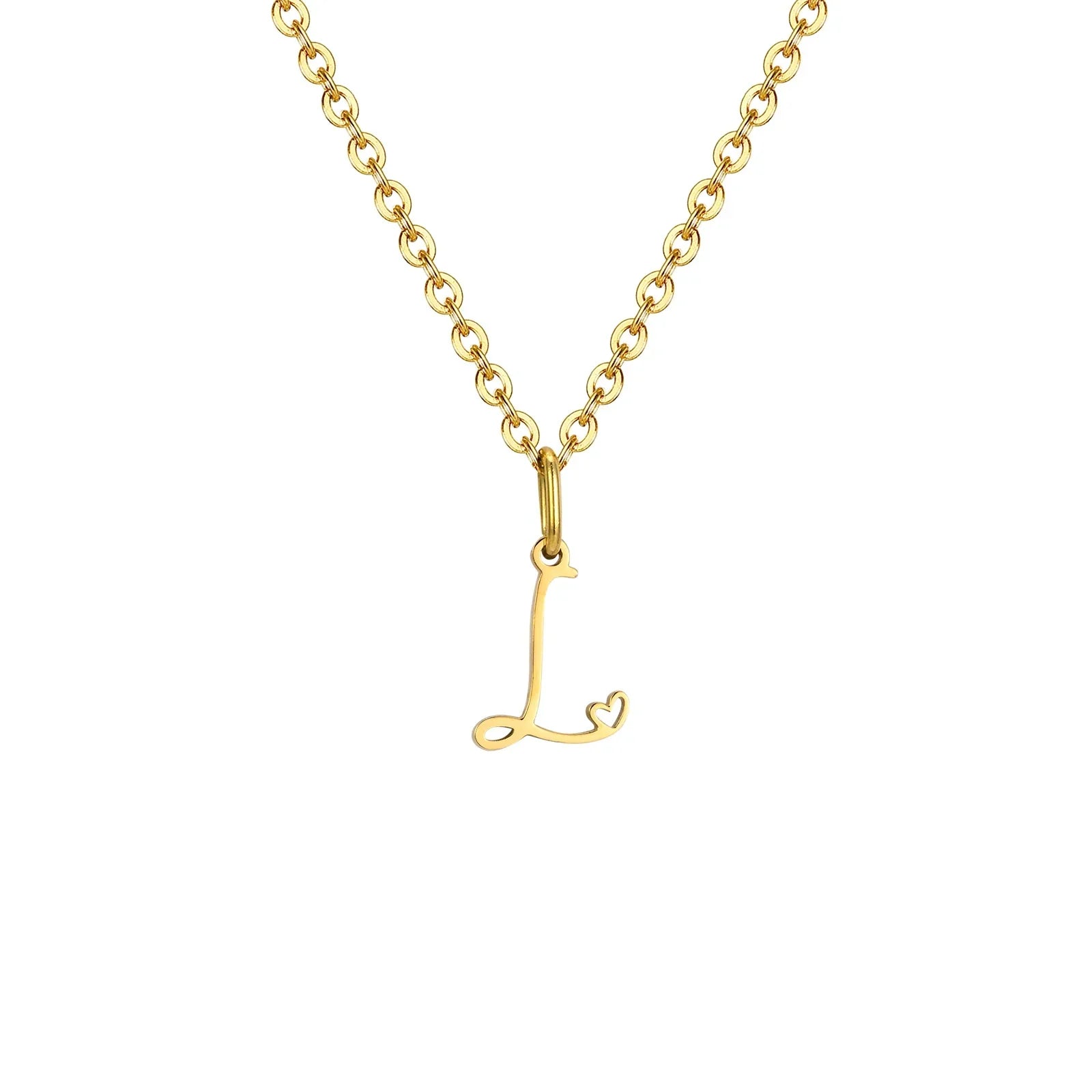 Collier femme avec pendentif initiale lettre et coeur l
