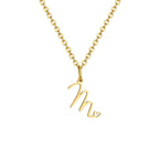 Collier femme avec pendentif initiale lettre et coeur m