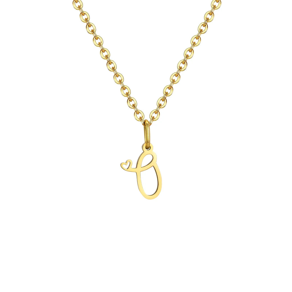 Collier femme avec pendentif initiale lettre et coeur o