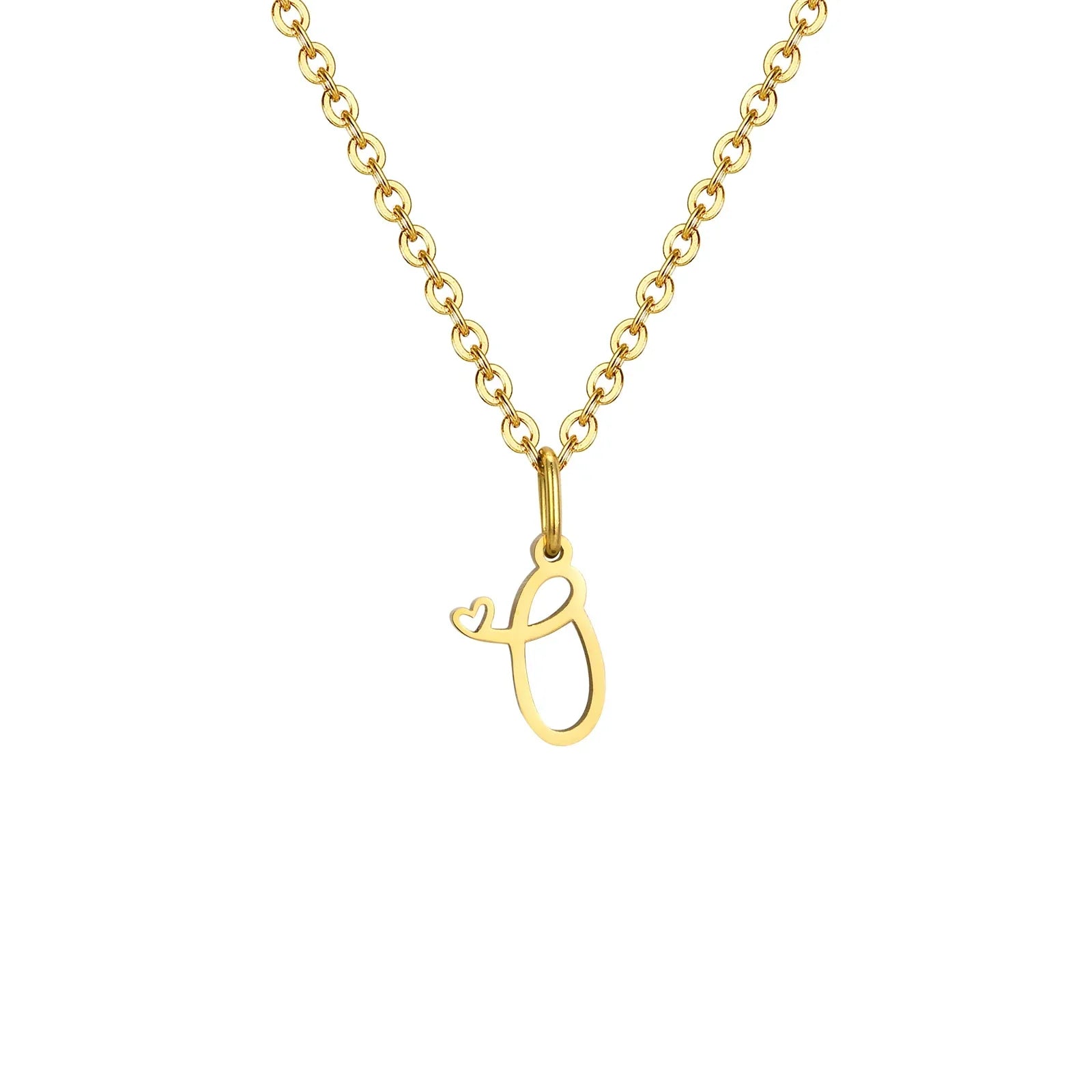 Collier femme avec pendentif initiale lettre et coeur o