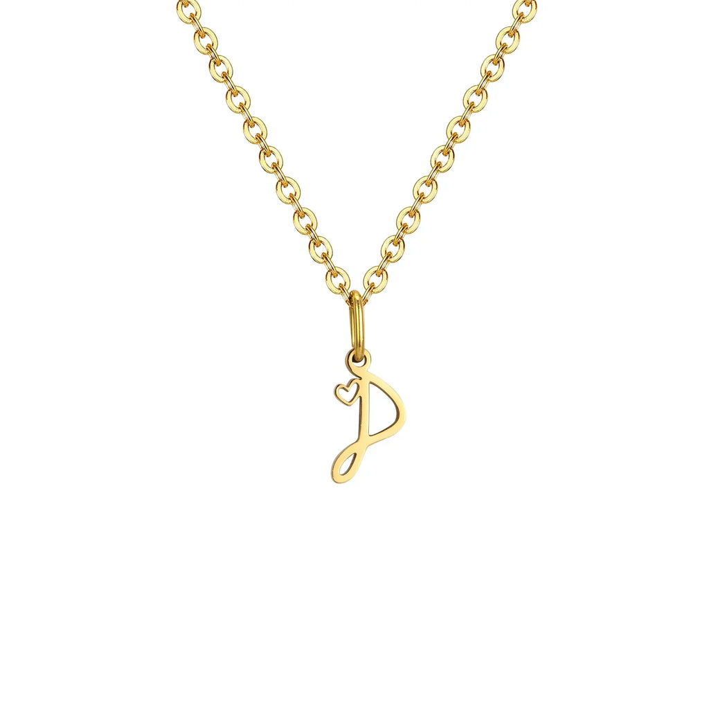 Collier femme avec pendentif initiale lettre et coeur d