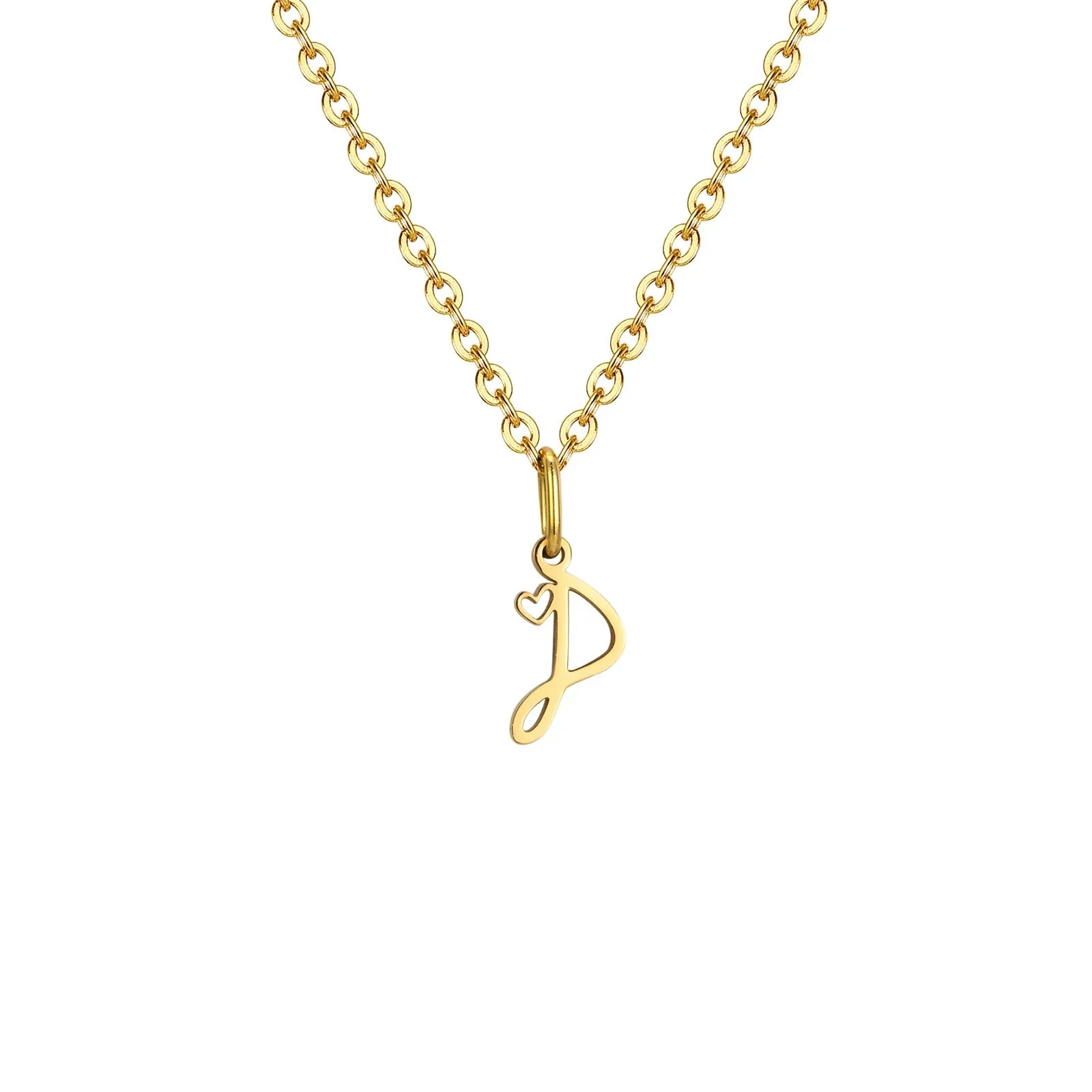 Collier femme avec pendentif initiale lettre et coeur d