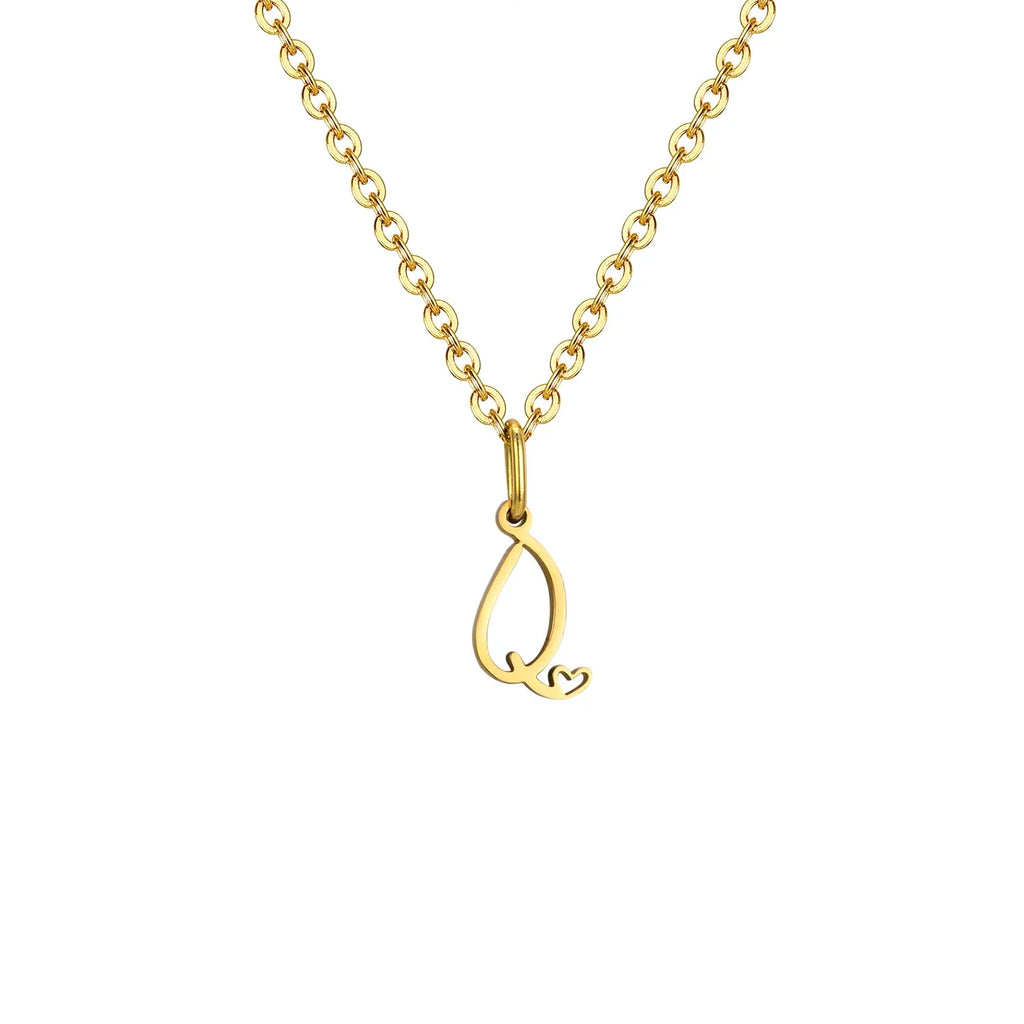 Collier femme avec pendentif initiale lettre et coeur q