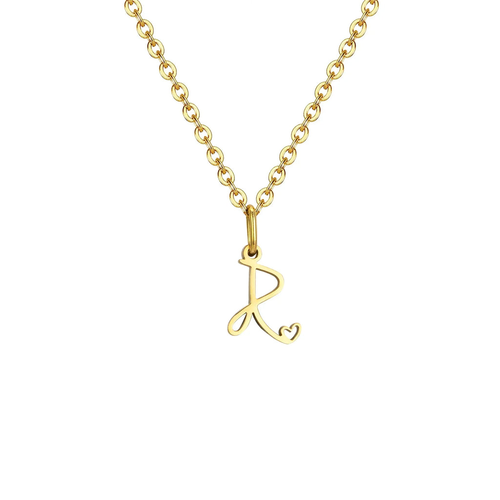 Collier femme avec pendentif initiale lettre et coeur r