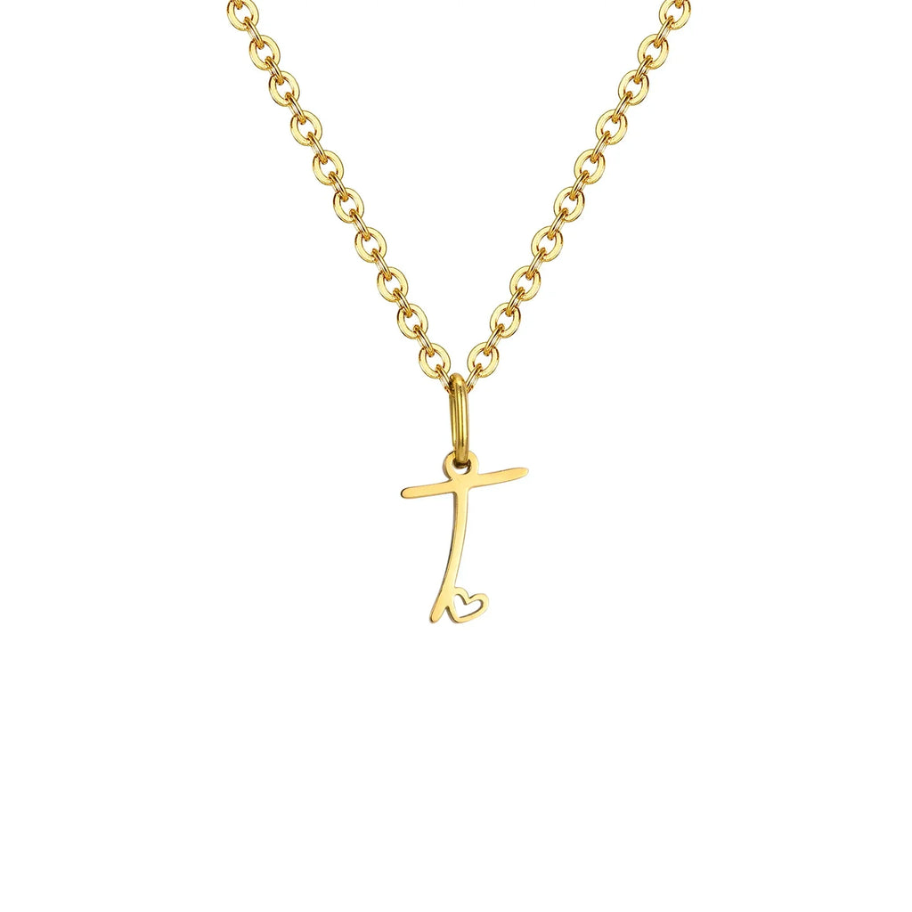 Collier femme avec pendentif initiale lettre et coeur t