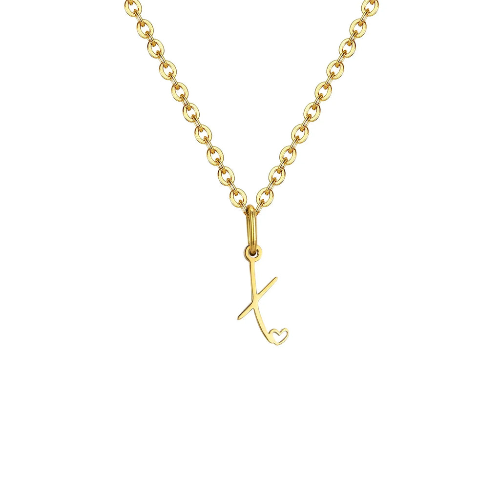 Collier femme avec pendentif initiale lettre et coeur x
