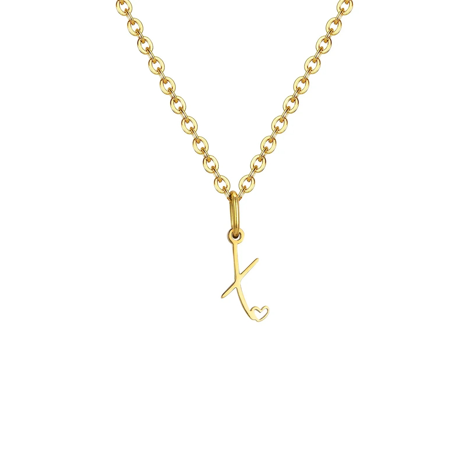 Collier femme avec pendentif initiale lettre et coeur x