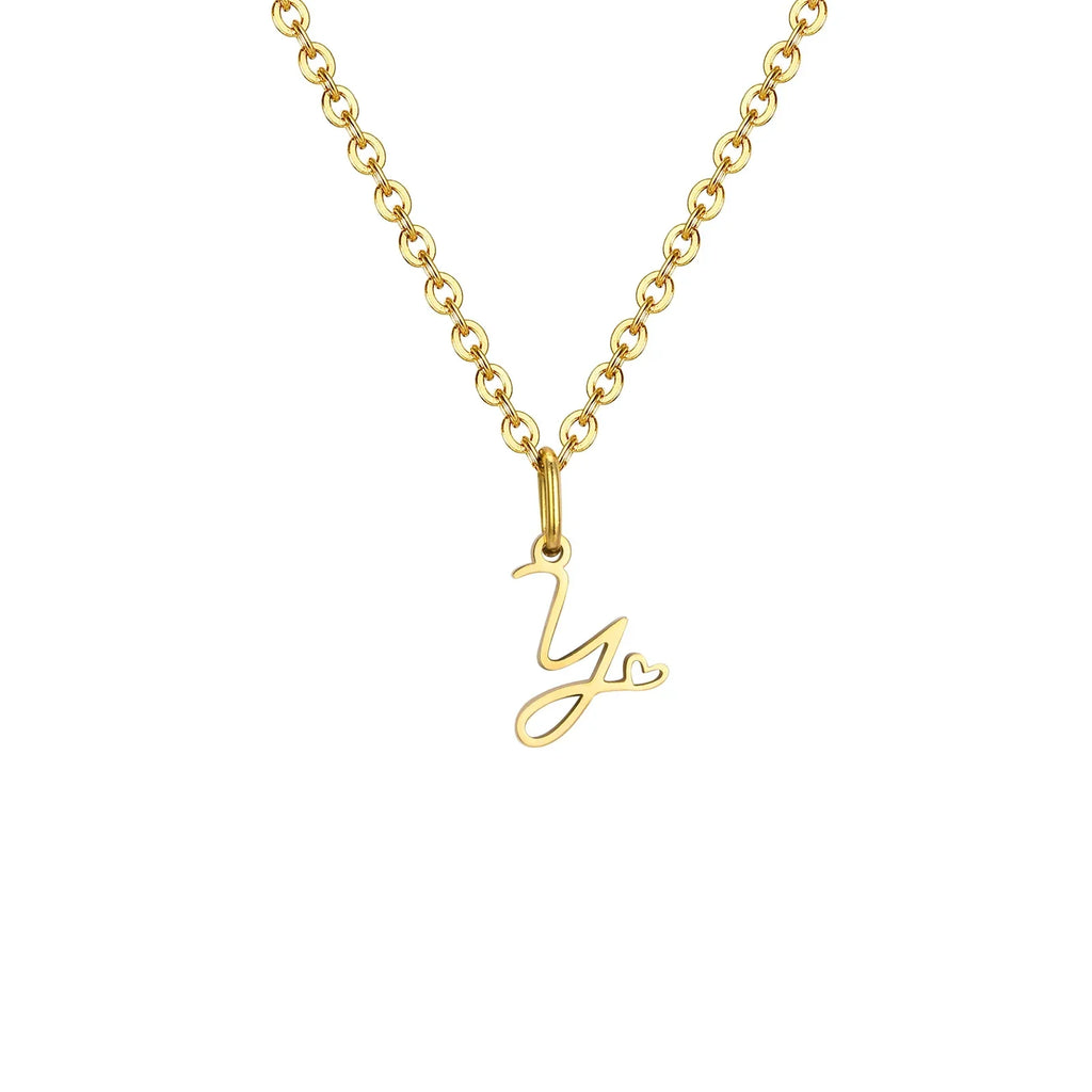 Collier femme avec pendentif initiale lettre et coeur y