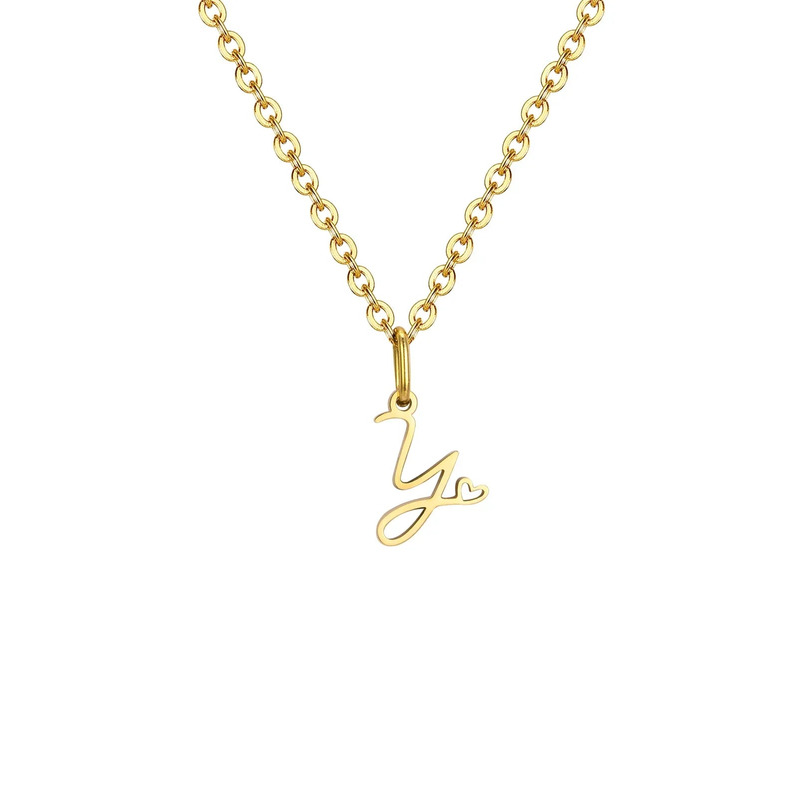 Collier femme avec pendentif initiale lettre et coeur y